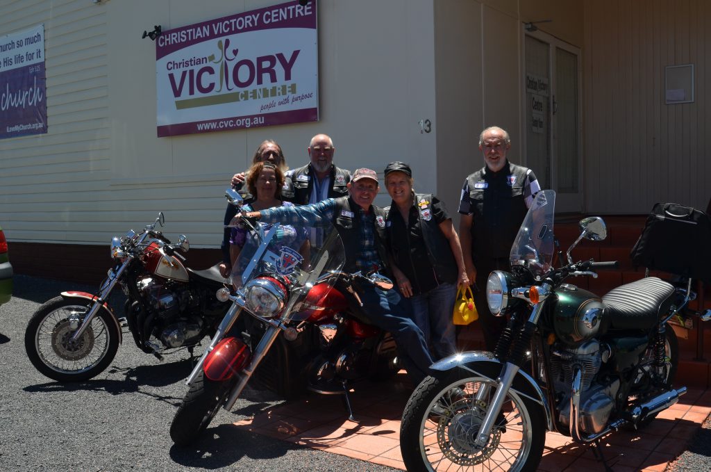 HIGHWAY TO HEAVEN: Michael and Rae Billsborough, Pastor Trevor Springate, Robert and Donna Hill and David Brailey are members of the Road Riders for Jesus. Photo Katie Cameron / Warwick Daily News
